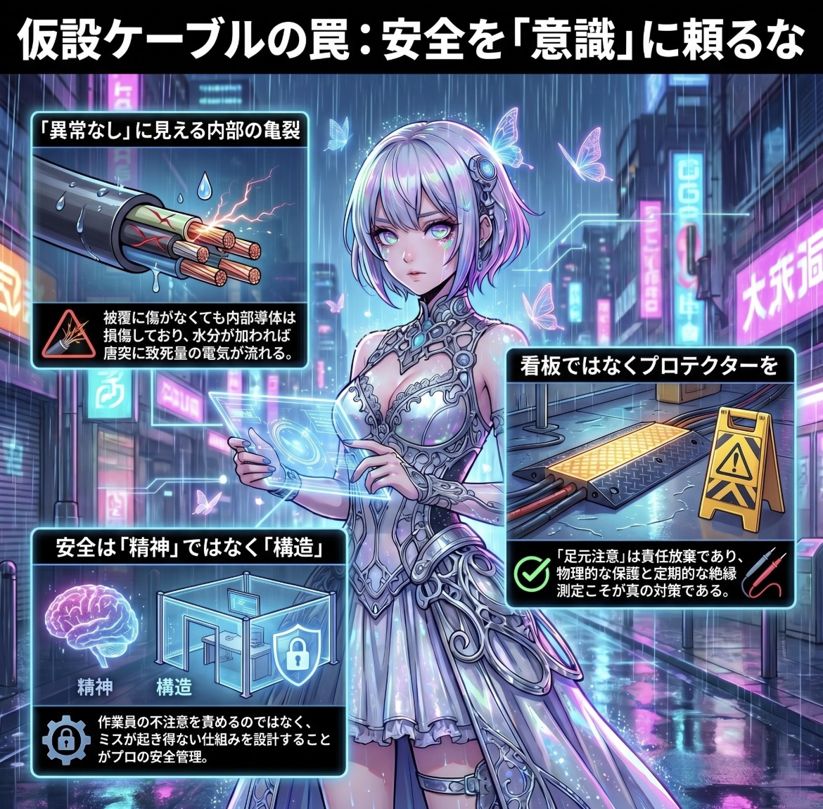 ケーブルの床配線「いつも大丈夫」が命を奪う。通路に潜む見えない感電リスクと構造的対策