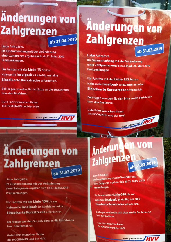 HVV Preissenkung im Wilhelmsburger Osten: Nur noch Einzelticket Kurzstrecke bis zur Haltestelle Inselpark notwendig.