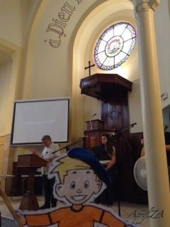 Flat Stanley worships with the International Christian Community of Provence in Aix-en-Provence, France