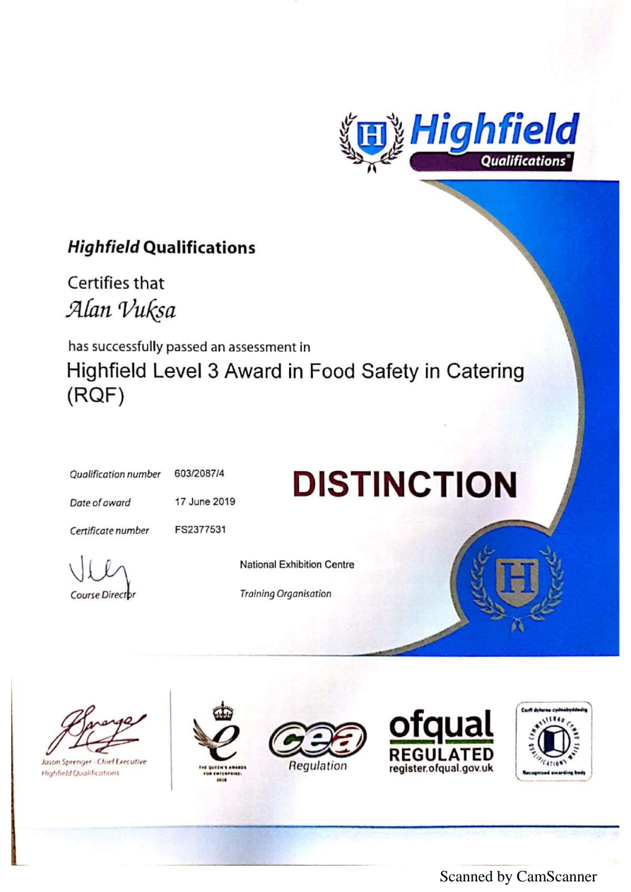 Food Safe Level III