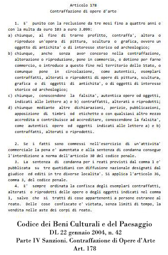 T.Follesa_Declinazioni sul Falso: falsi veri e falsi leciti_Codice dei Beni Culturali e del Paesaggio art. 178