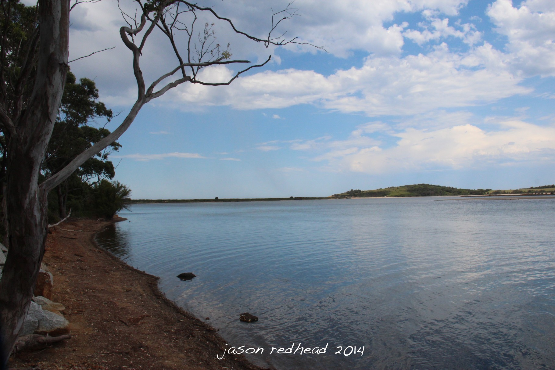  04-01-14 bermagui river; about to cross a rickety old wooden one lane bridge in bermagui, nsw 