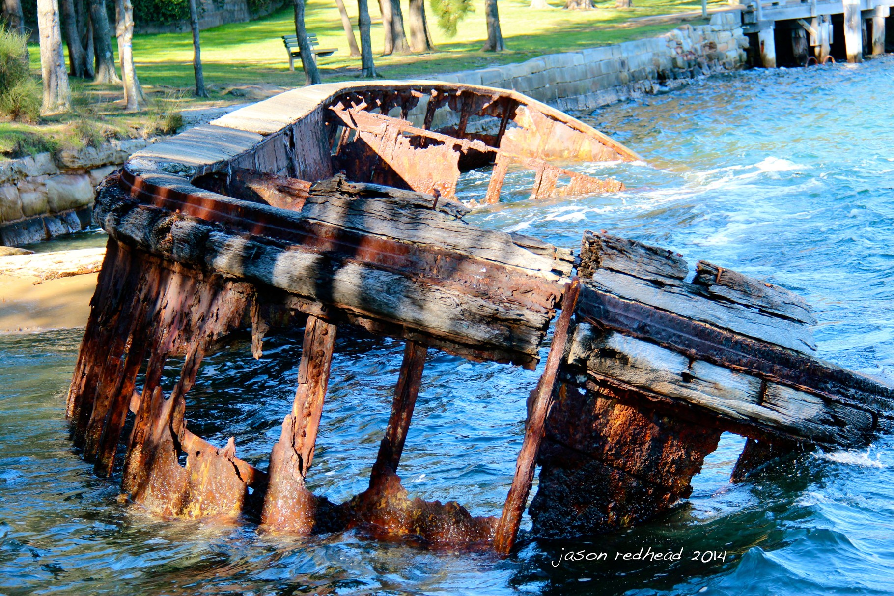  08-07-14 rudy wants a boat; probably not a rusty old hunk a junk like this though. Might be a bit hard to ski behind...Sawmillers bay, nsw 
