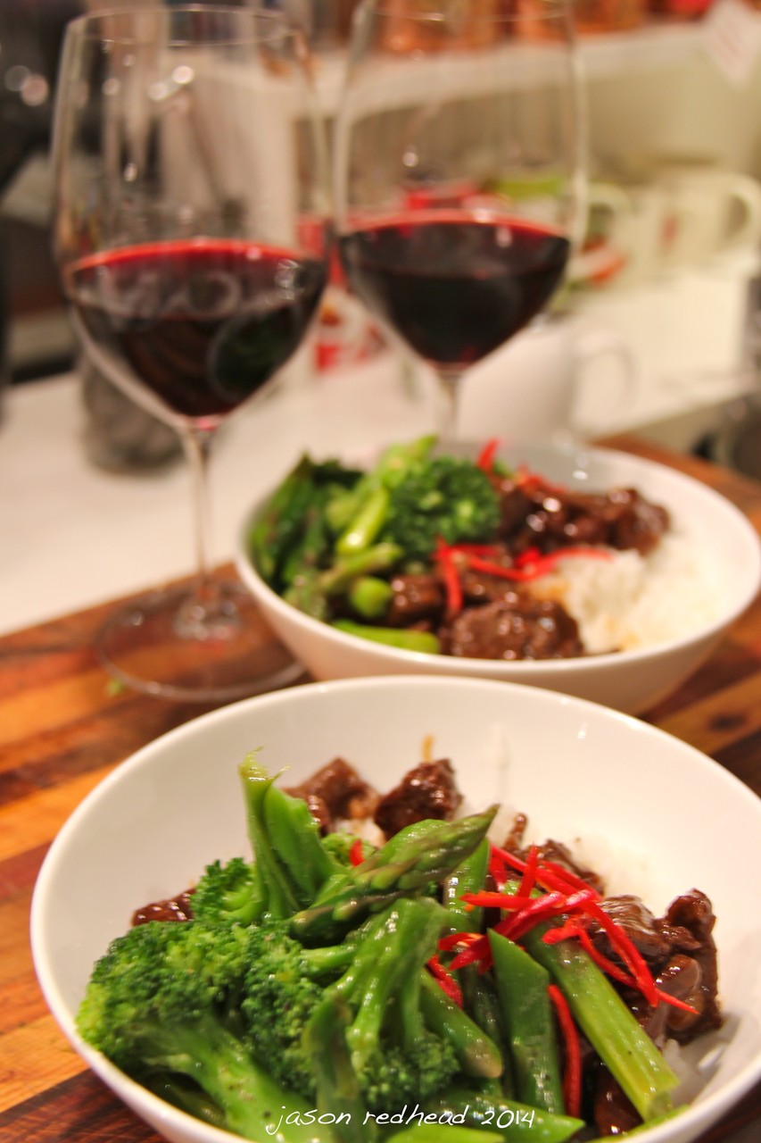  06-04-14 it's raining japanese; its wet and cold (by sydney standards at least) and dark and this japanese dish with a hunter shiraz went down deliciously, pyrmont, nsw 