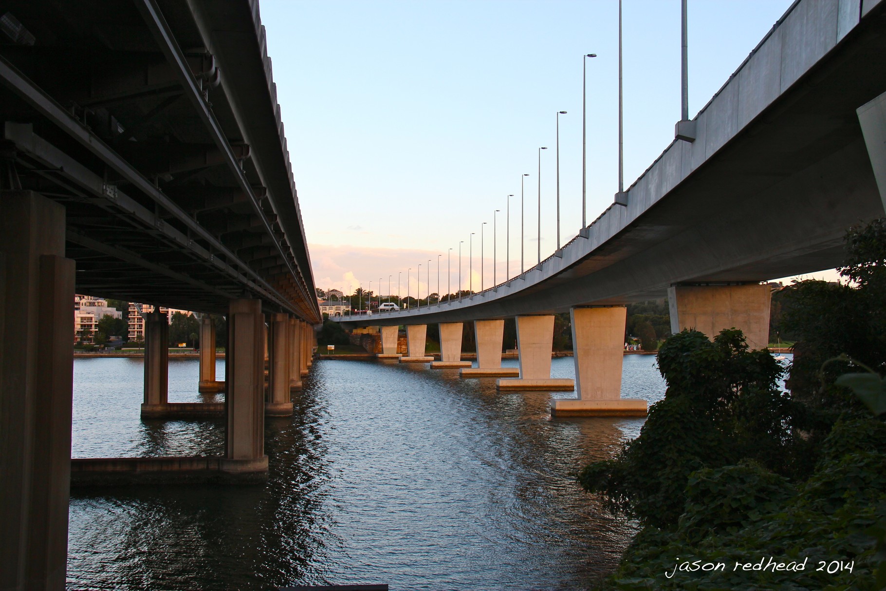  05-05-14 the straight curve; to be on the bridge stuck in traffic or to be under the bridge taking photos? i know what i'd rather be doing! iron cove bridge, nsw 