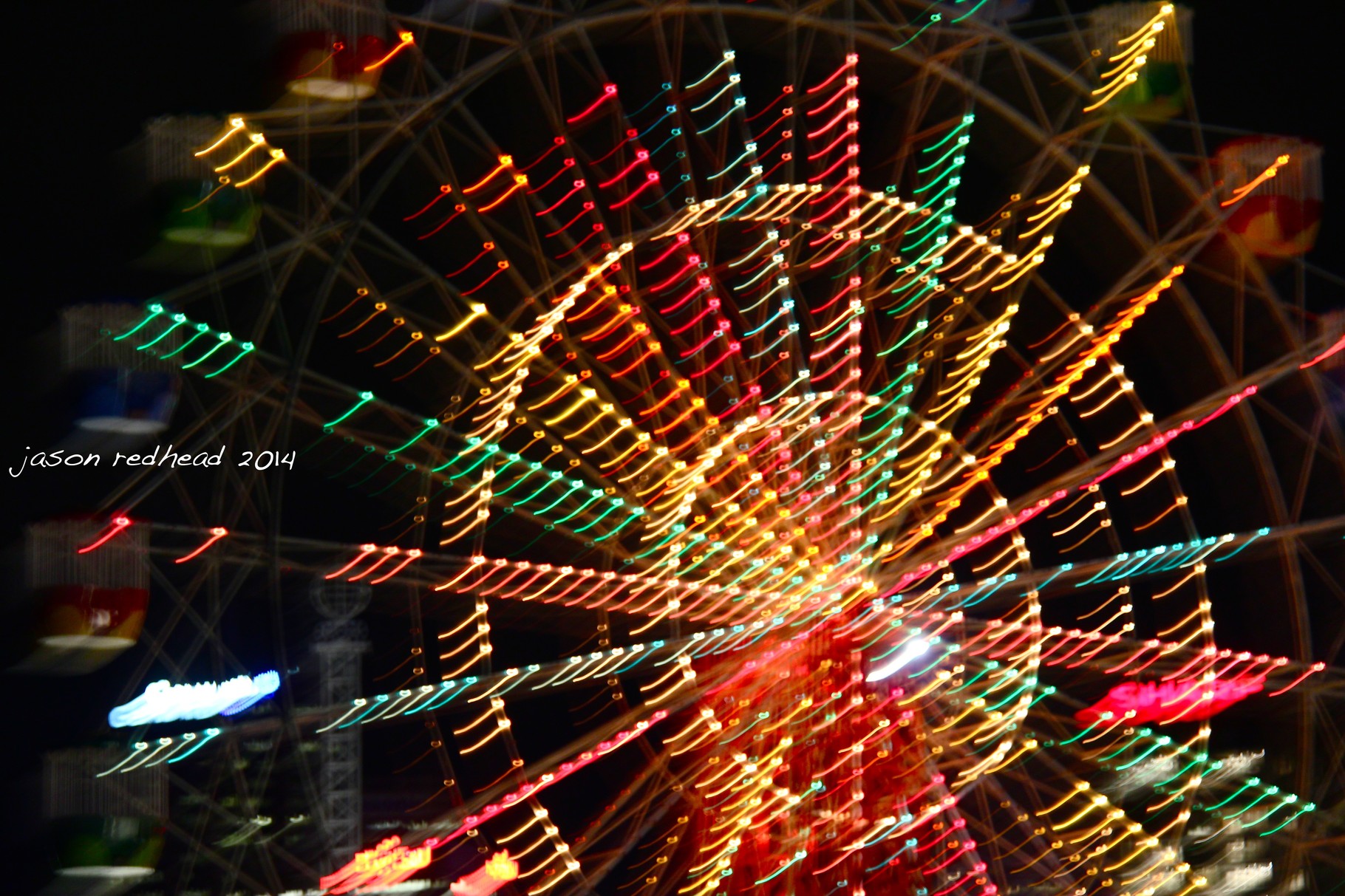  02-07-14 at the fairground; "taking friends or moving alone it's always pleasure at the fairground on the way", especially when there are cool lights like this, luna park, nsw 