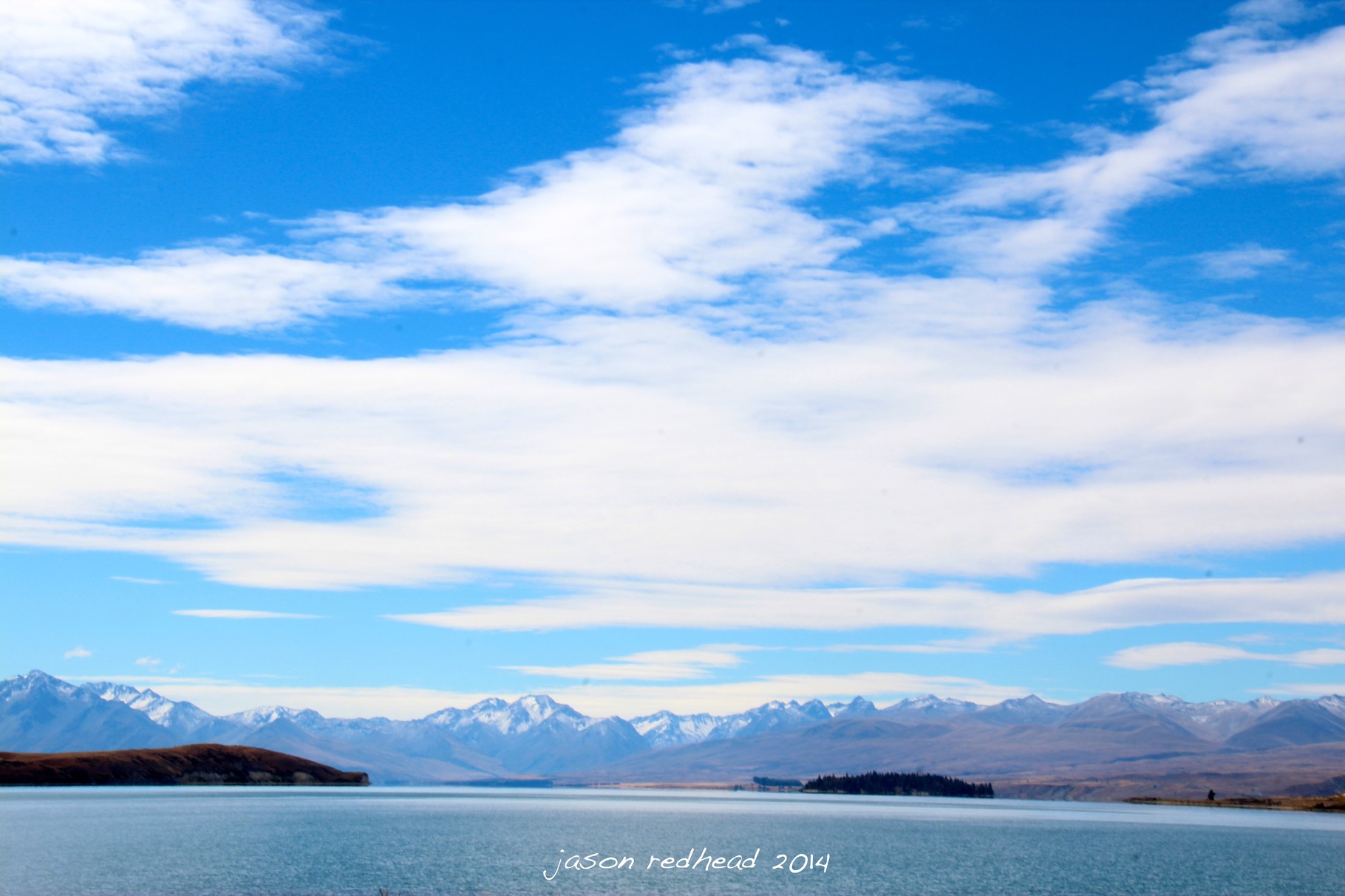  03-03-14 what else can you ask for?; snow, mountains, cloud, water, forest, blue sky. nz you are amazing! lake tekapo, nz 