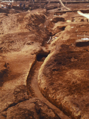 発掘された江戸時代の水路跡