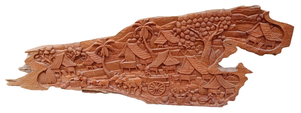 Talla artesana de madera. Origen Tailandia. Ref EL1545. 55x145x4