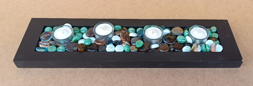 Portavelas piedras. 46x12,5x2,5