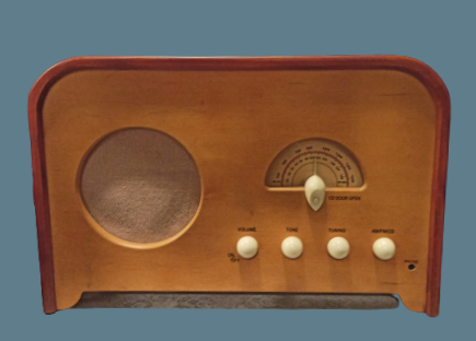 Reproducción radio madera. Radio/reproductor CD. 39x23x28