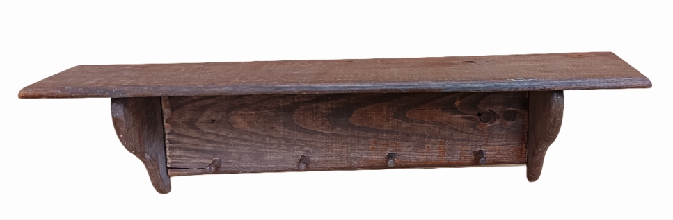 Perchero de madera con balda. 65x16,5x12,5