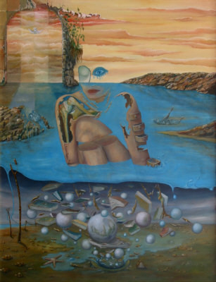 Hommage für Dali, 71 x 56 cm, Öl, Hartfaserplatte