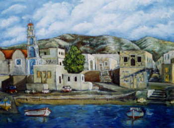 Fischerhafen - Fri auf Kassos, 36 x 48 cm, Öl, Decokarton