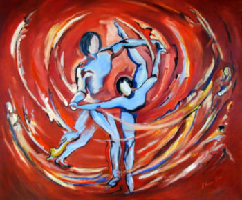 Pas de deux*, 100 x 120 cm, Acryl / Öl, Leinwand *( 3. Kunstpreis 2001)