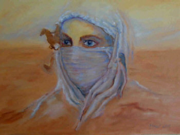 Tuareg und Fata Morgana, 50 x 60 cm, Öl, Leinenmalpappe