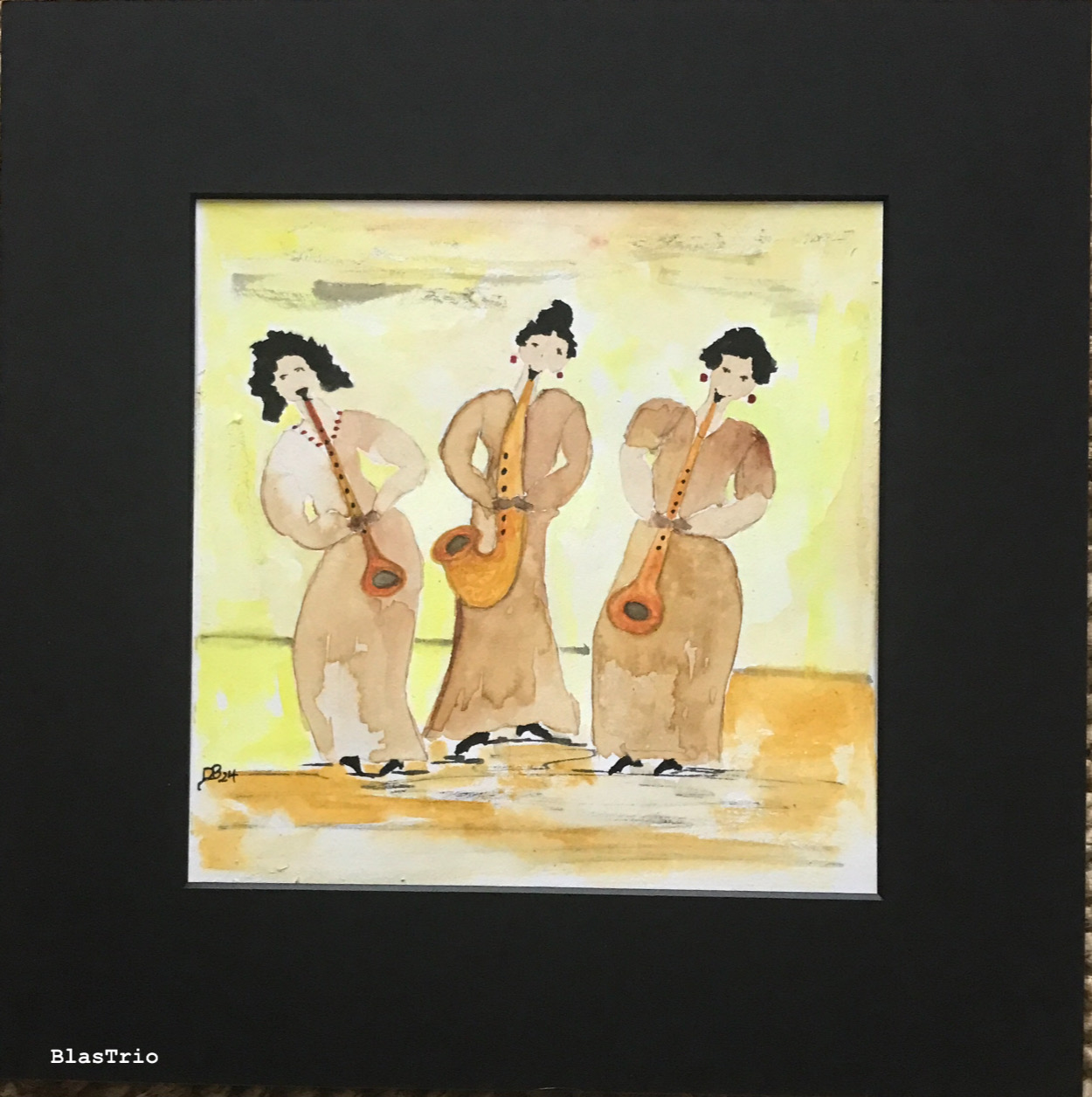 Bläserinnen Aquarell /Kaffee