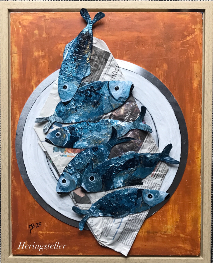 Heringsintallation Pappe 50 x 40 Acryl