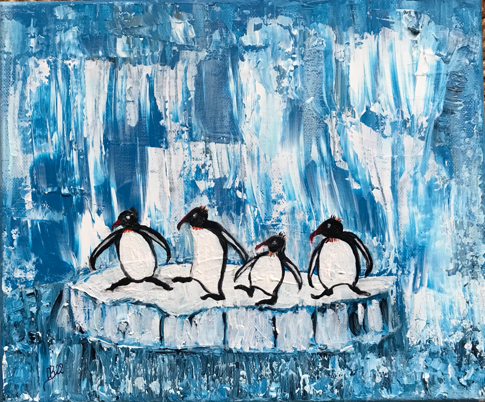 Acryl 30 x 24 Pinguin Versammlung