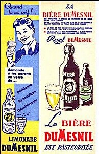 Affiche publicitaire pour la limonade et la bière Dumesnil