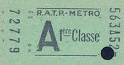 Ticket de métro de première classe poinçonné