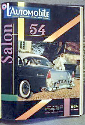 Revue L'Automobile du salon de l'auto 1954 dont sont extraites en ordre alphabétique les références des équipementiers ici mentionnés