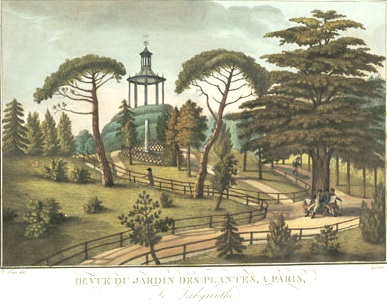 Le labyrinthe peint du jardin. Au sommet, la gloriette