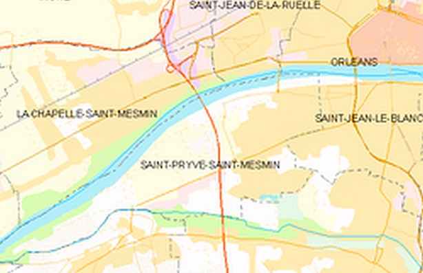Plan de situation de Saint Pryvé - Saint Mesmin