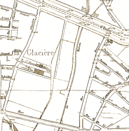 Plan de la Glacière en 1878 (côté impair de la rue de la Glacière) 