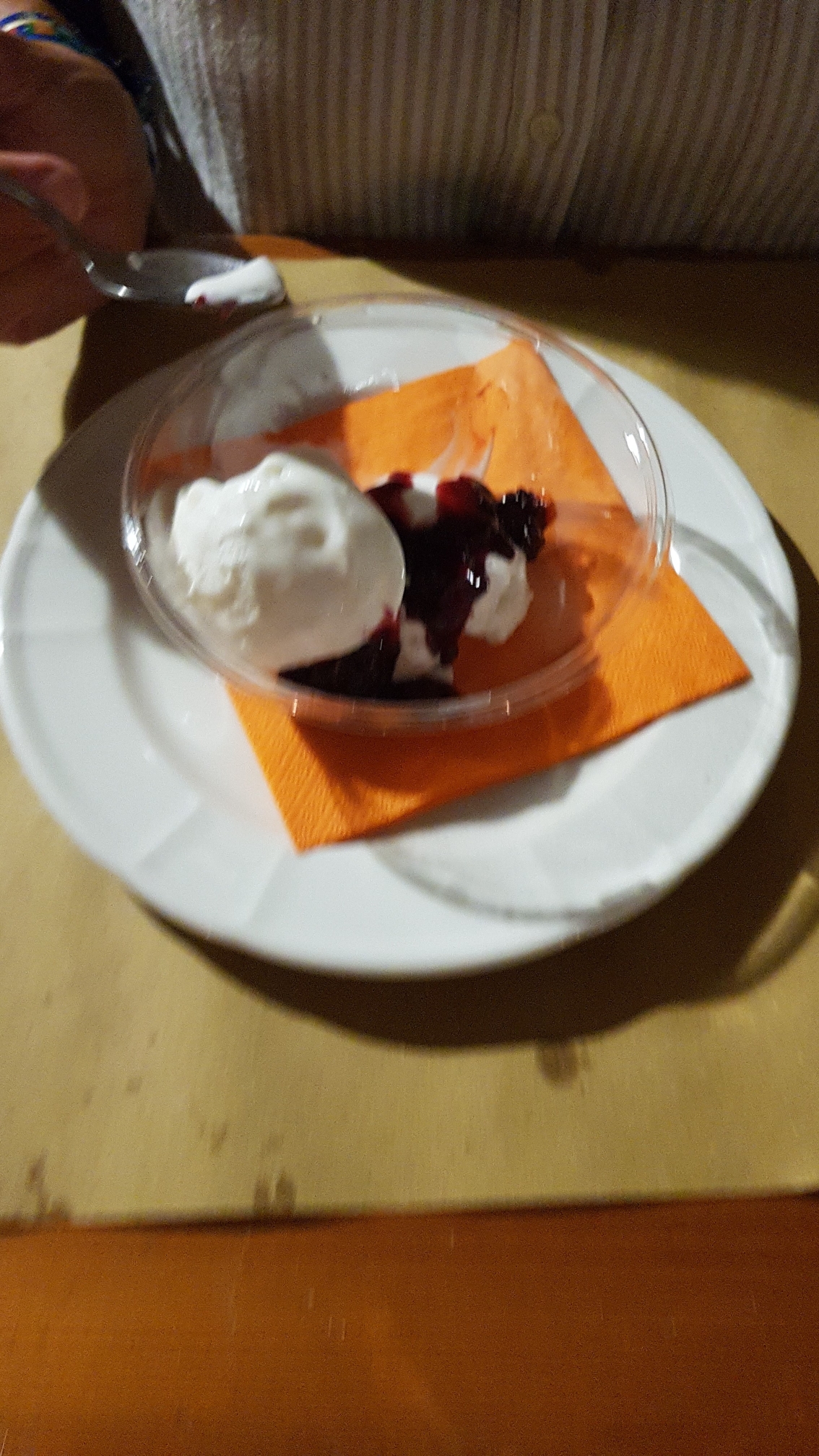 4. Gang: Eis mit heißen Früchten