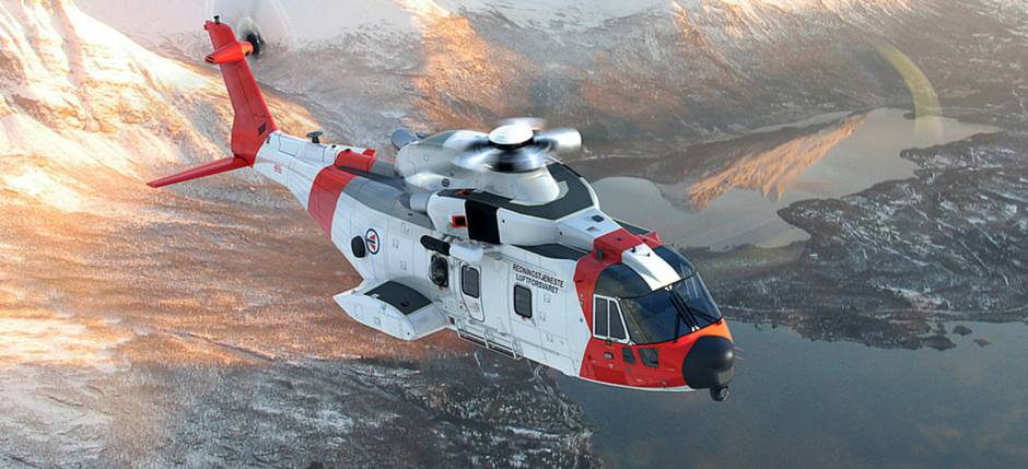Rendering di un AW-101 NAWSARH nella livrea norvegiese ultima acquirente dell'elicottero. (Foto: Agusta Westland)