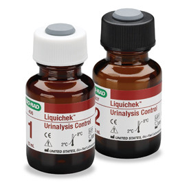 Liquichek™ Urinalysis Control, Bilevel #435Assayed, liquid human urine based control to monitor assay precision for urine dipstick and microscopic tests; bilevel, 6 of each level (12 x 12 mL) 