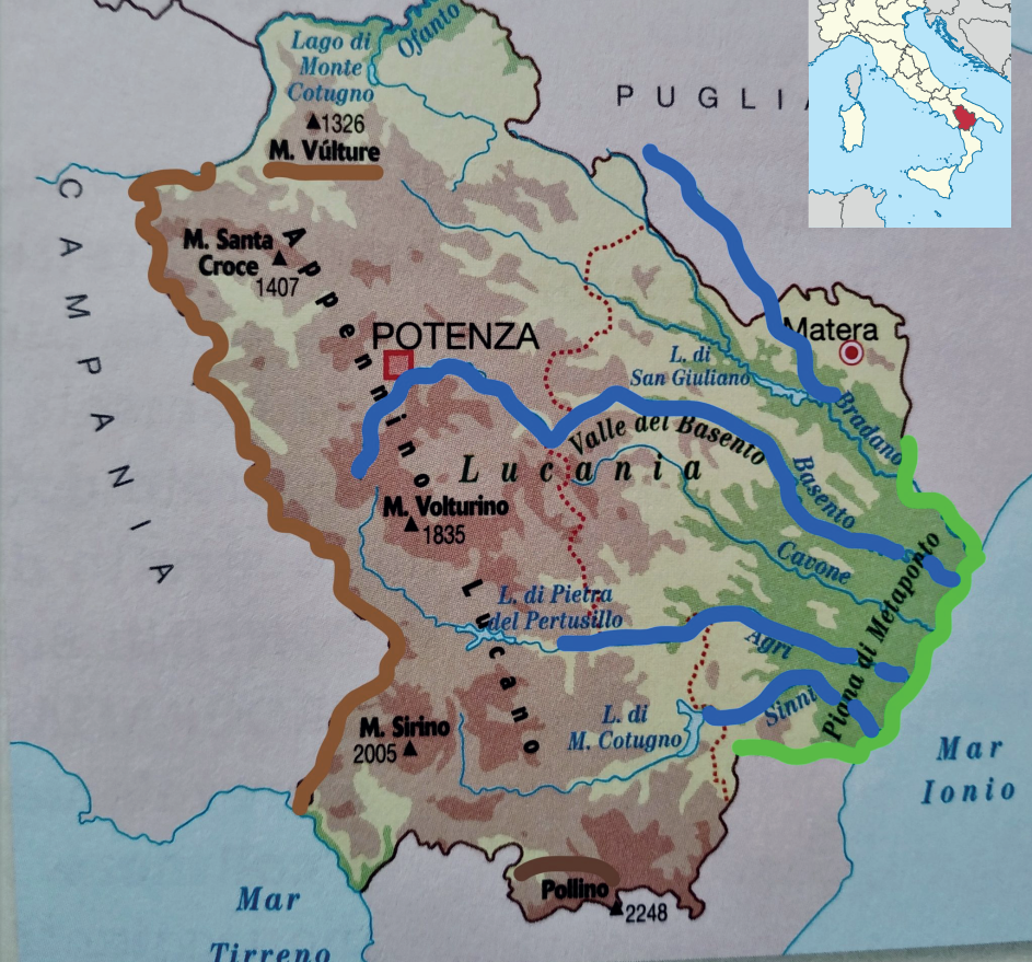 Landkarte der Basilicata