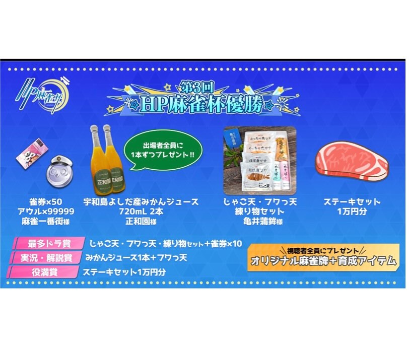 第3回HP麻雀杯、いよいよ今夜です