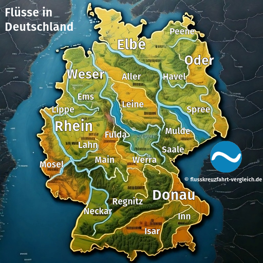 Flüsse in Deutschland Karte