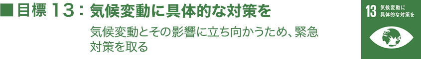 SDGs 13：気候変動に具体的な対策を　気候変動とその影響に立ち向かうため、緊急対策を取る　/　マニフレックスの取り組み