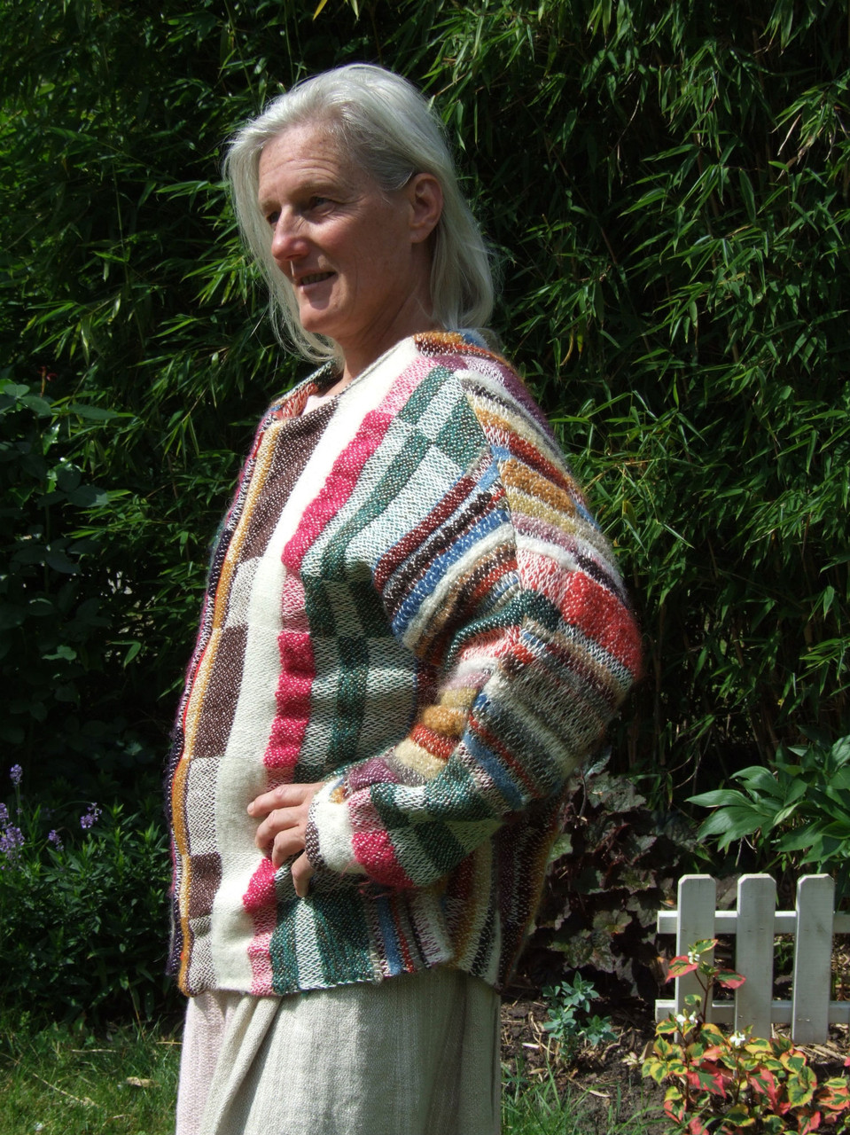 Jacke mit Fledermausärmeln,  Baumwolle/ Wolle, Bindung – Drell