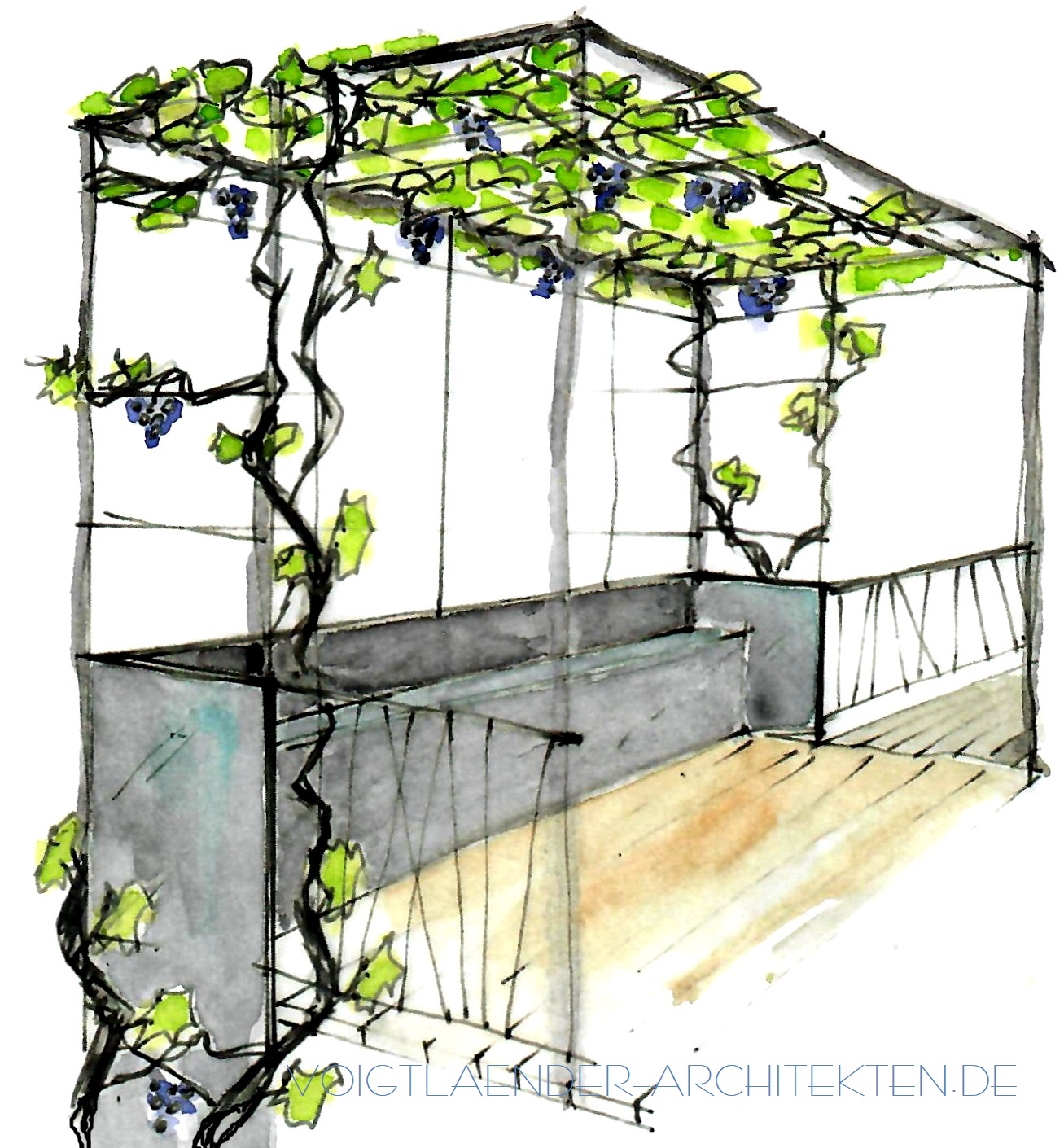 Umgestaltung Balkon zu Pergola, neu verbunden mit Terrasse