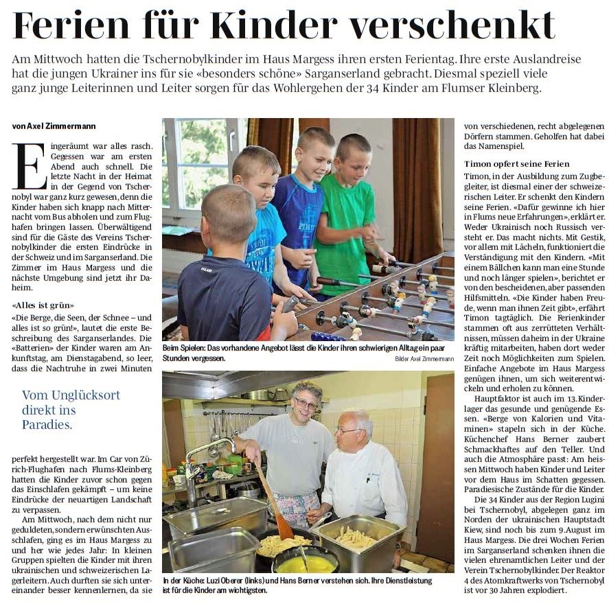 Sarganserländer Zeitung - Tschernobyl Kinder