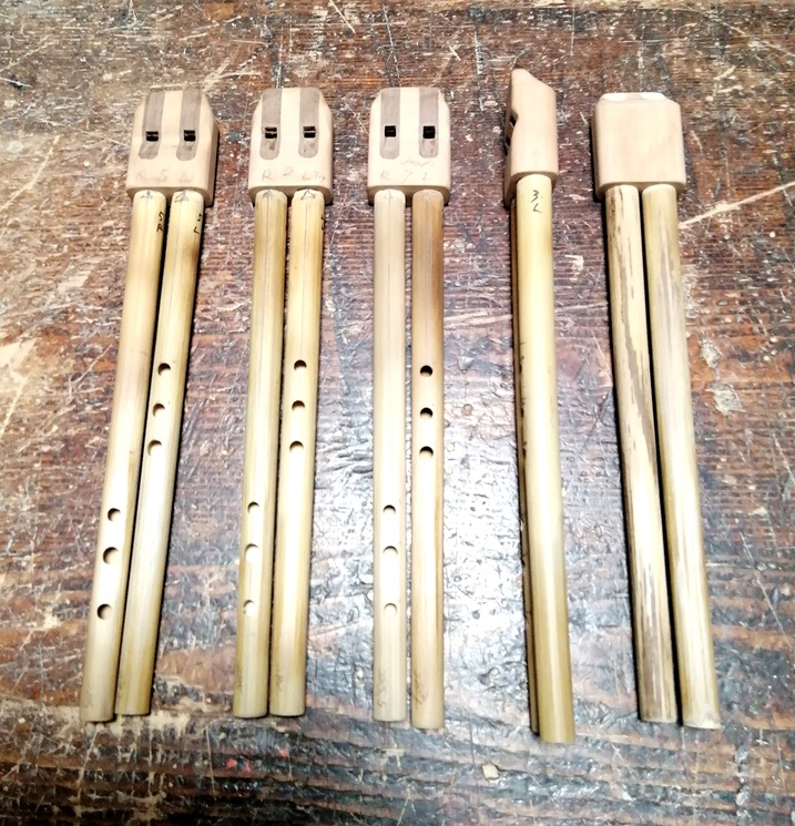 ダブルホイッスルC管製作中～指穴あけ調律～
