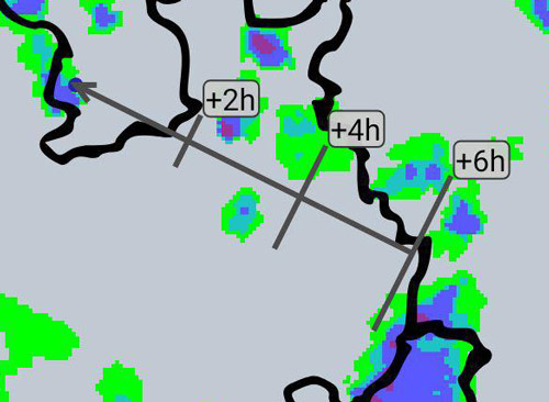 Detail Screenshot der Regenradar App Regenvorschau