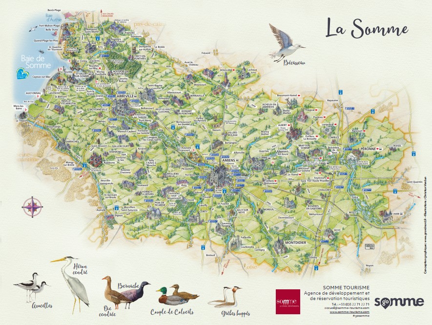 Poster carte illustrée de la Somme