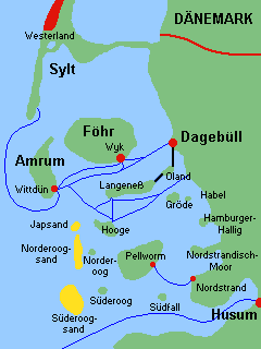 Karte Nordfriesland und Inseln