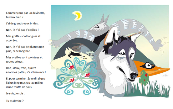 Extrait de l'album Gloupp, un loup? Illustration de Fan (Francine PERSEVAL), texte de Liliane GERBAIL