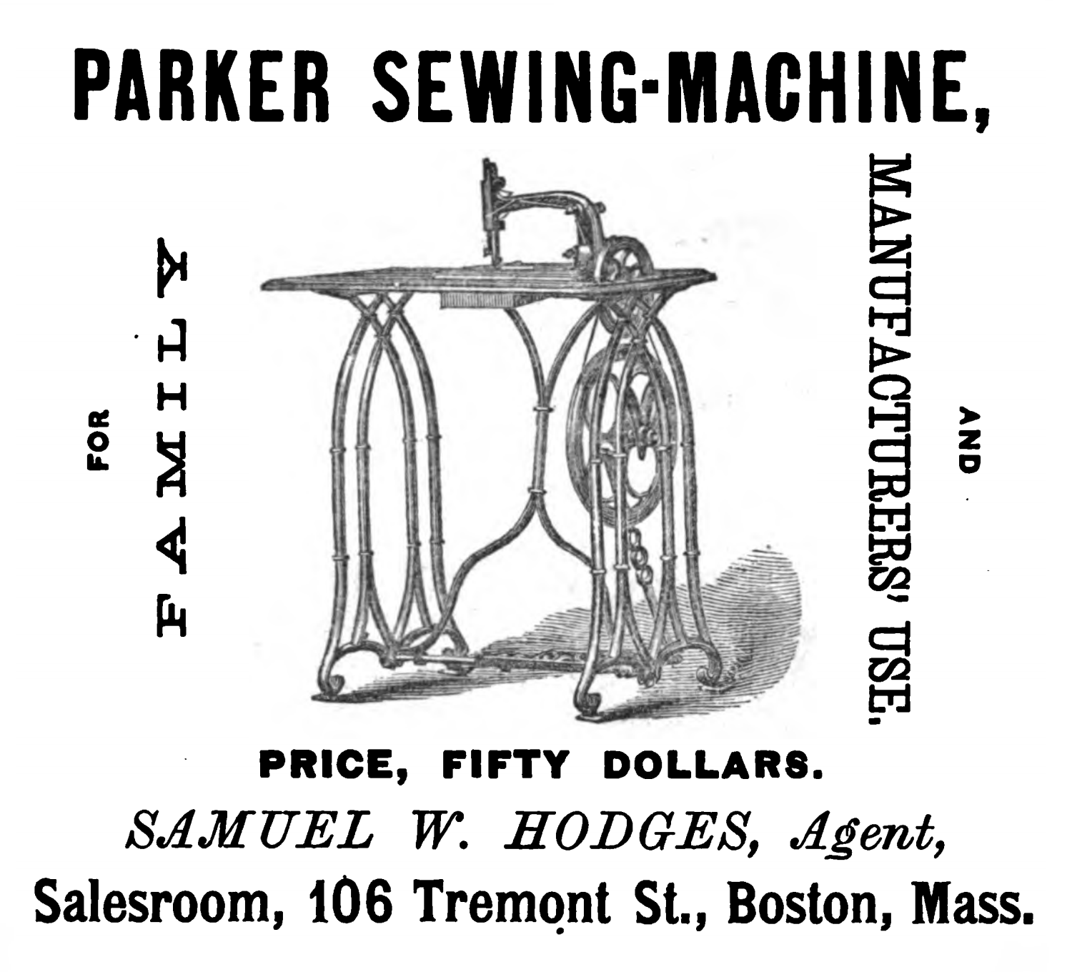 PARKER SEWING MACHINE Co. Fiddlebase