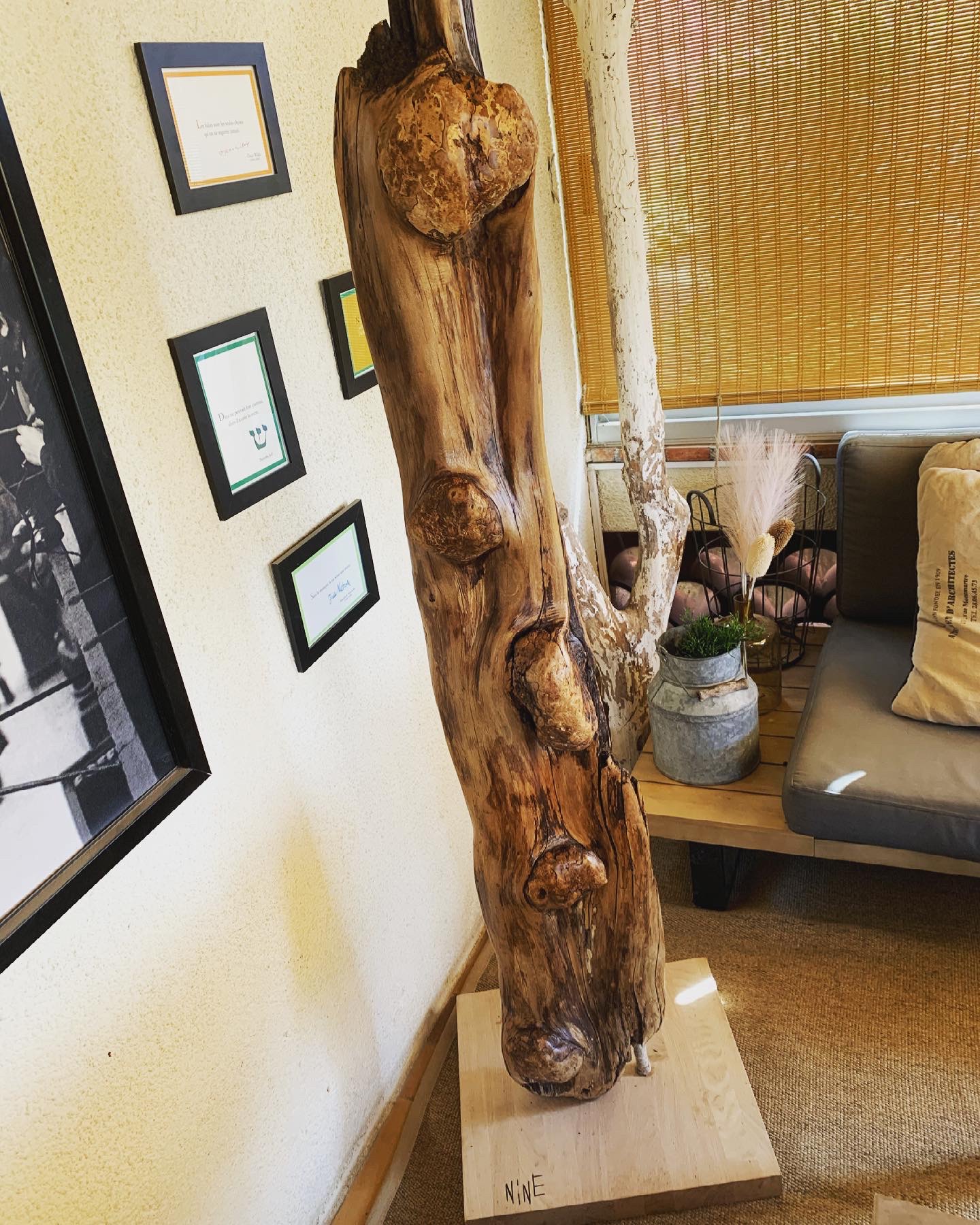 Lampe en bois flotté artisanale fait main