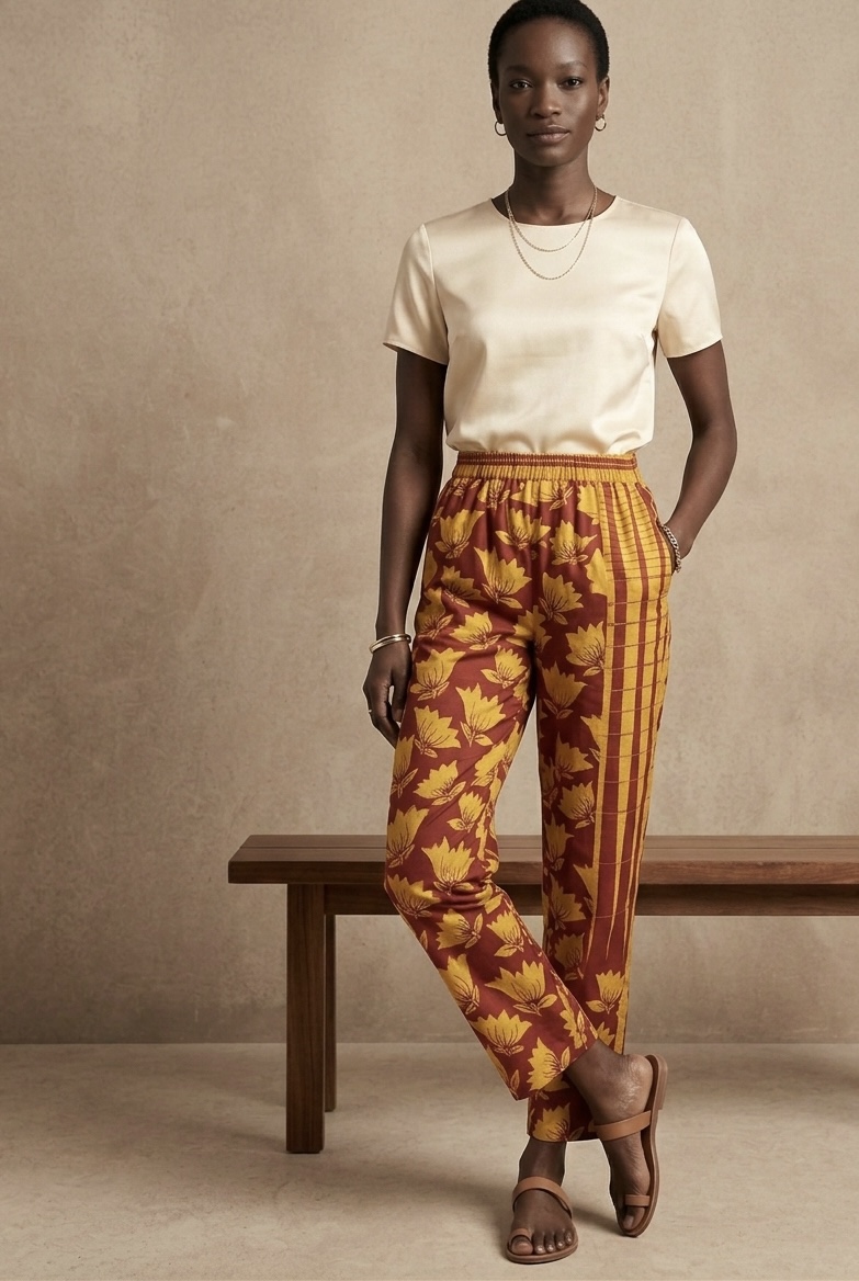 Ce pantalon est fabriqué artisanalement en Inde dans des ateliers composés exclusivement de femmes, contribuant à soutenir leur autonomie financière et leur savoir-faire textile. Sa coupe confortable et ses motifs uniques en font une pièce parfaite pour u