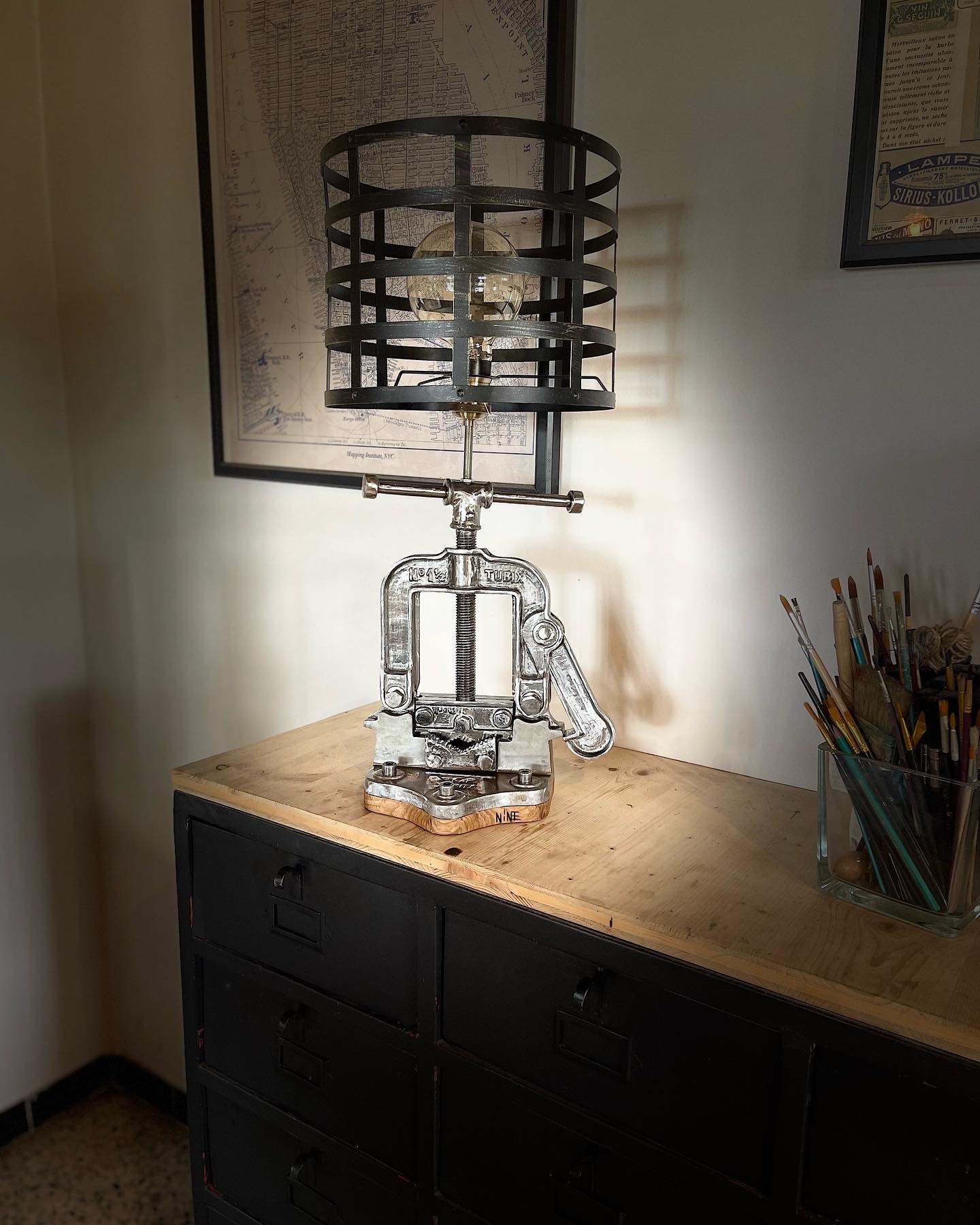 Lampe industrielle artisanale