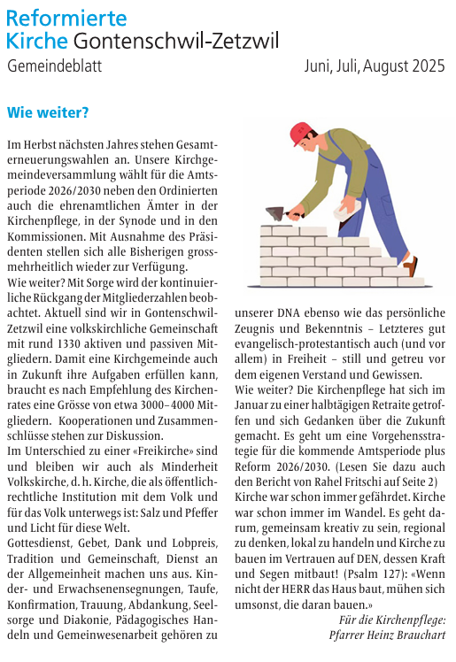 Gemeindeblatt Juni - August 2025