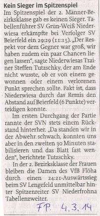 Bericht - Freie Presse Flöha vom 04.03.2014